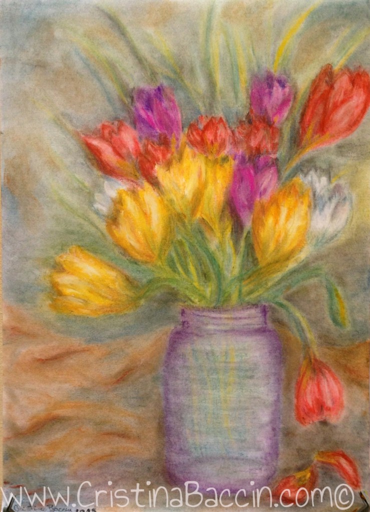 Just Tulips  (Artist: Cristina Baccin, 2015, Pastels, 35 x 50 cms)
